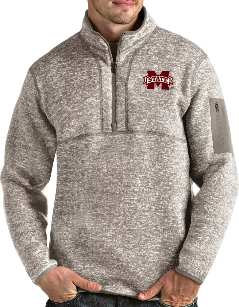 Antigua Men's Mississippi State Bulldogs Oatmeal Fortune Pullover Black Jacket