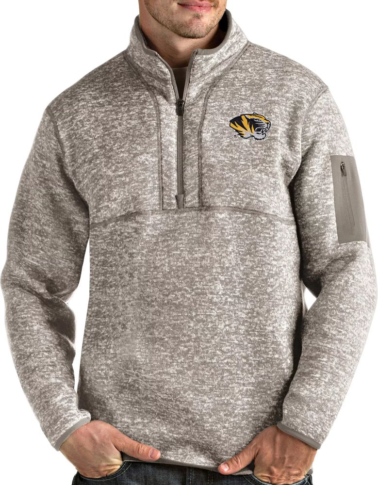 Antigua Men's Missouri Tigers Oatmeal Fortune Pullover Black Jacket