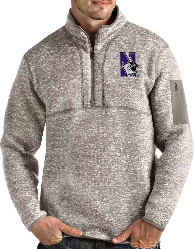 Antigua Men's Northwestern Wildcats Oatmeal Fortune Pullover Black Jacket