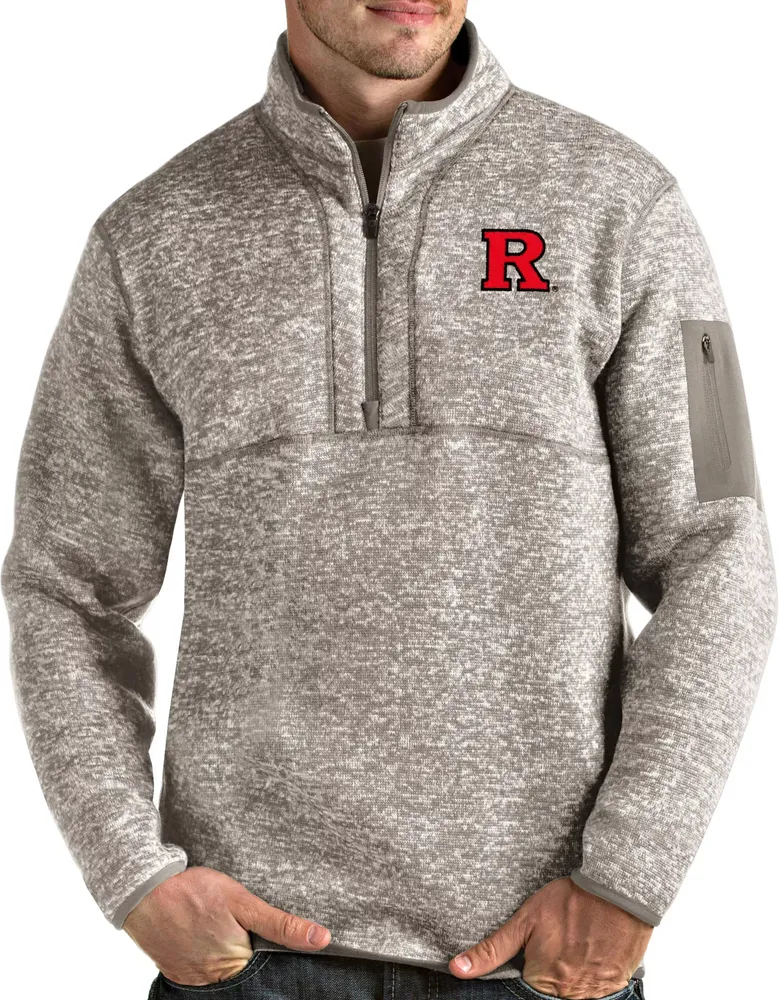 Antigua Men's Rutgers Scarlet Knights Oatmeal Fortune Pullover Black Jacket