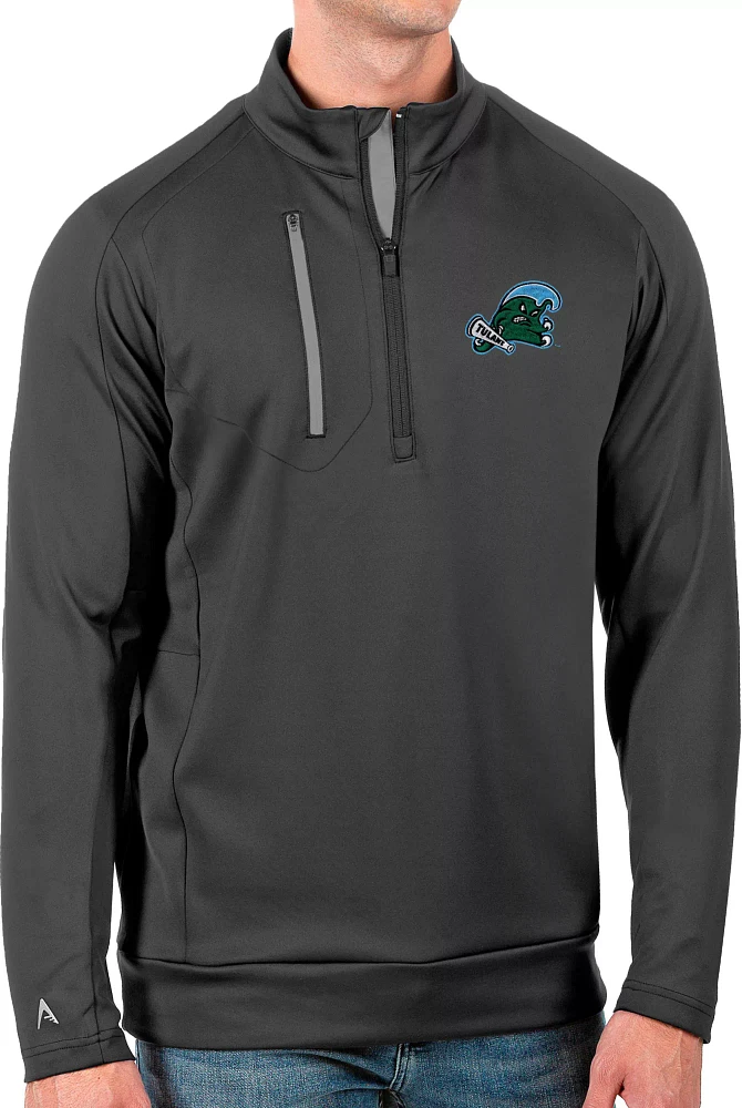 Antigua Men's Tulane Green Wave Grey Generation Half-Zip Pullover Shirt