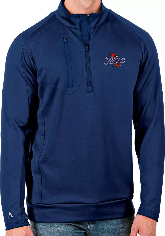 Antigua Men's Tulsa Golden Hurricane Blue Generation Half-Zip Pullover Shirt