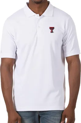 Antigua Men's Texas Tech Red Raiders Legacy Pique White Polo