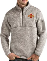 Antigua Men's Iowa State Cyclones Oatmeal Fortune Pullover Black Jacket