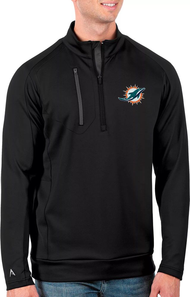 Antigua Men's Miami Dolphins Black Generation Half-Zip Pullover