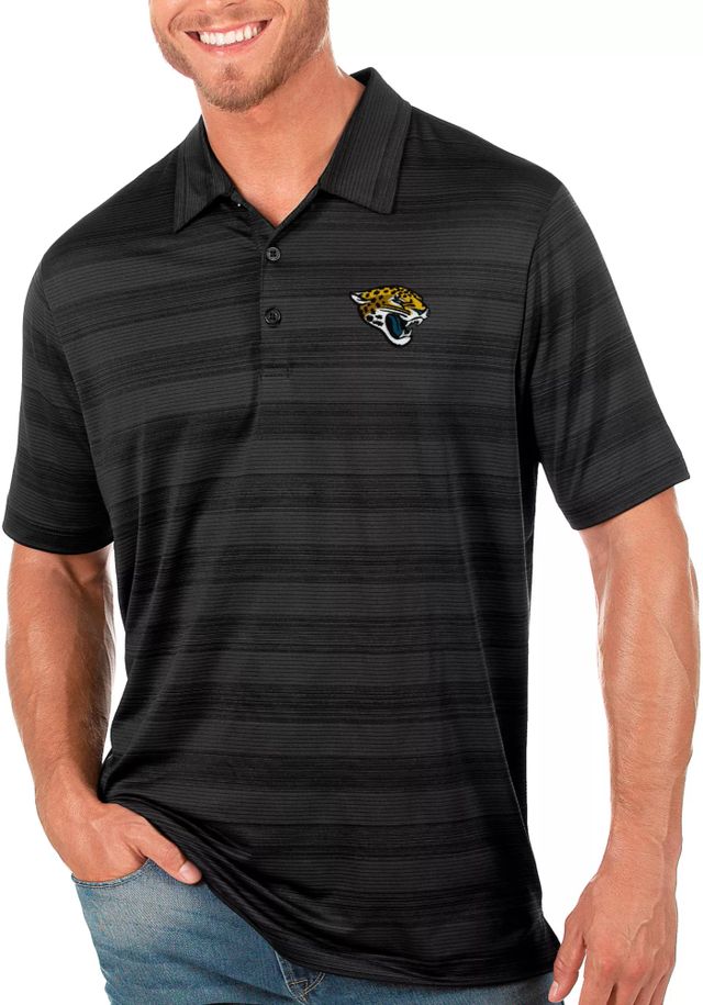 Men's Antigua Black/White Jacksonville Jaguars Crew Woven Button-Down Shirt