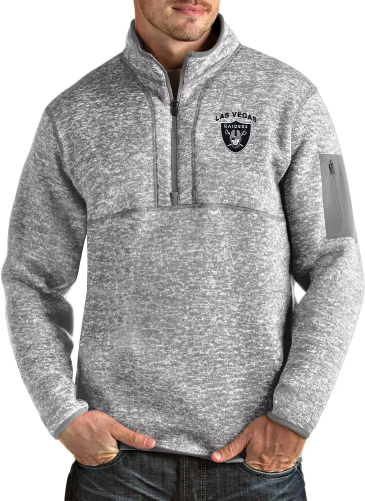 Antigua Men's Las Vegas Raiders Fortune Grey Quarter-Zip Pullover