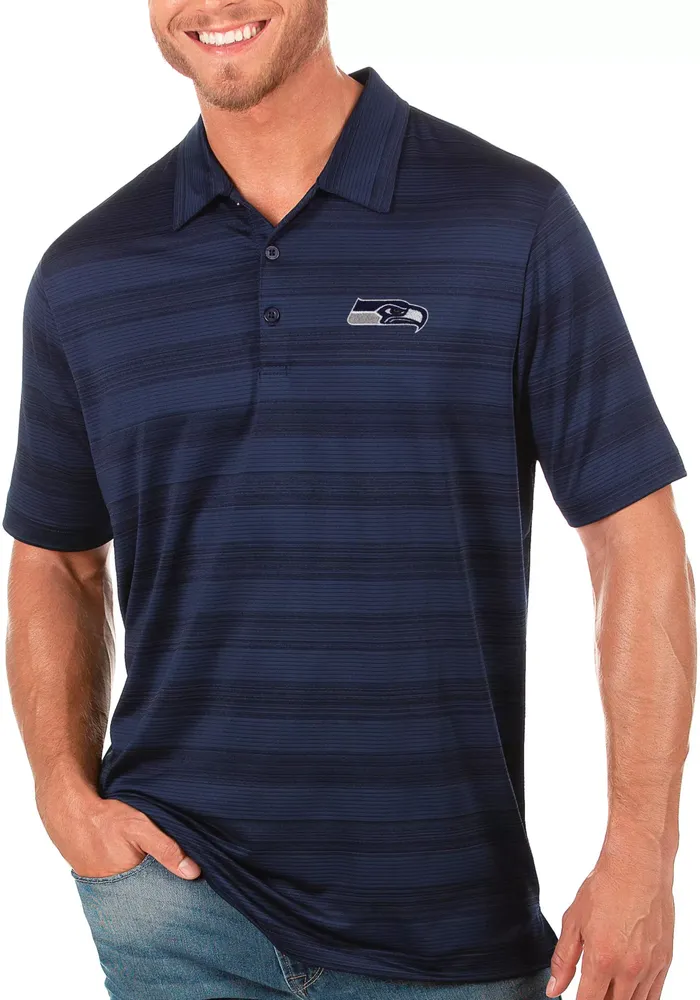 Antigua Men's Seattle Seahawks Navy Compass Polo