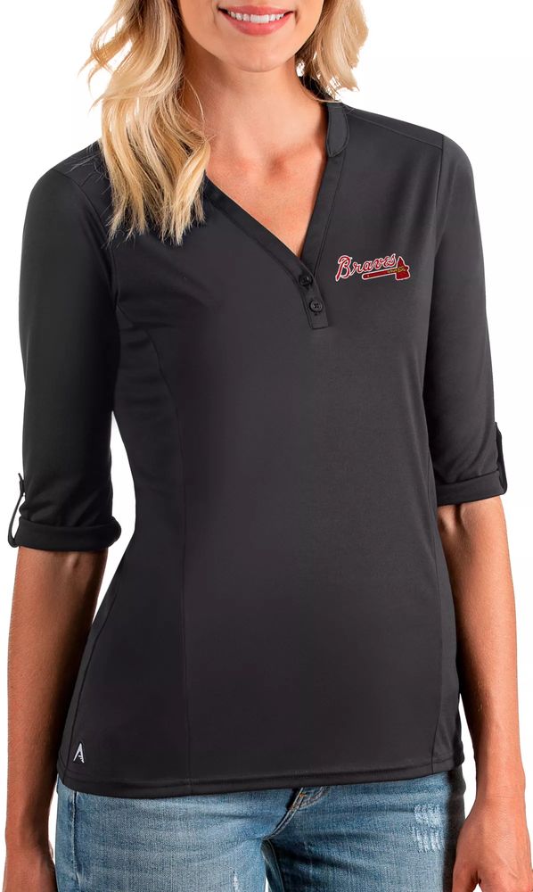 Women's Navy Atlanta Braves Cropped Long Sleeve T-Shirt