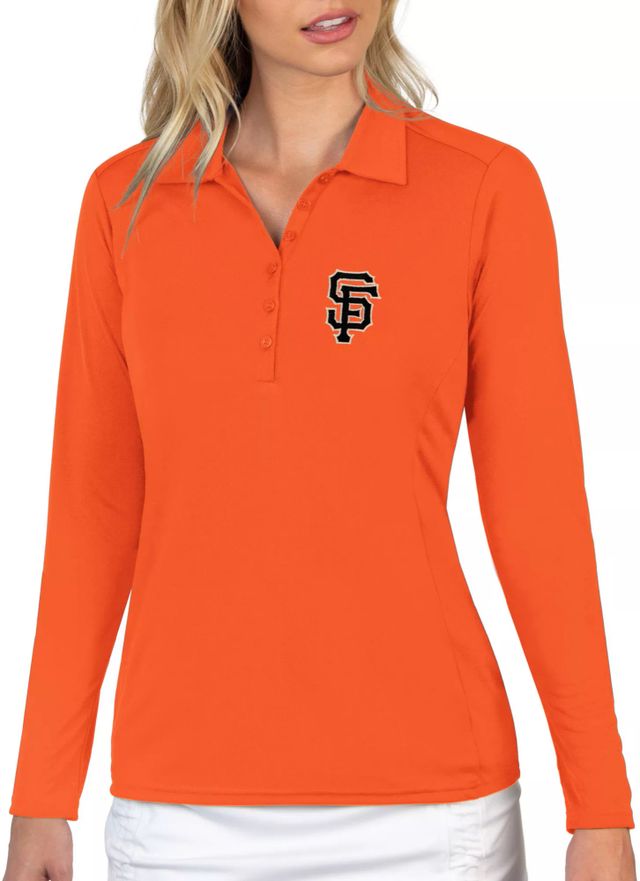 San Francisco Giants Antigua Womens Orange Tribute Short Sleeve Polo