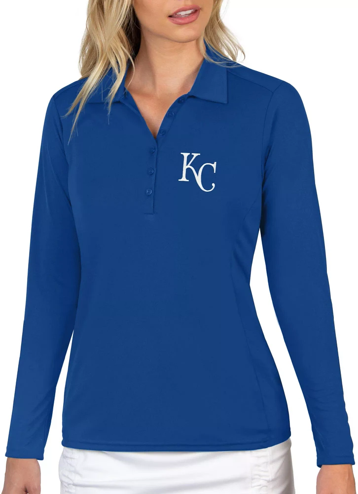 Antigua Women's Kansas City Royals Blue Tribute Long Sleeve Performance Polo