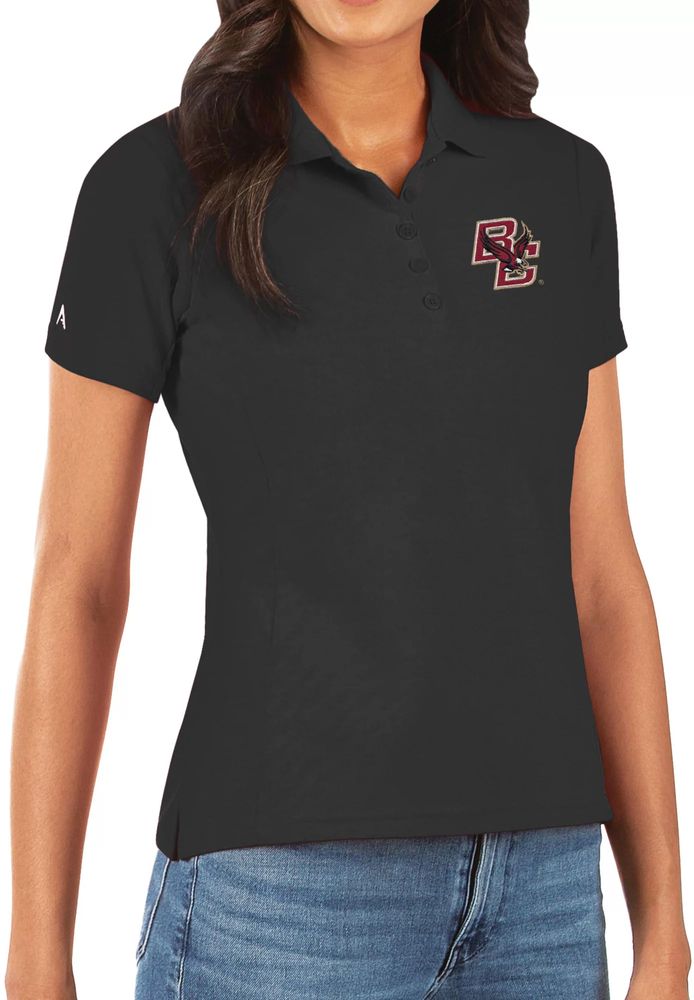 Antigua Women's Boston College Eagles Legacy Pique Black Polo