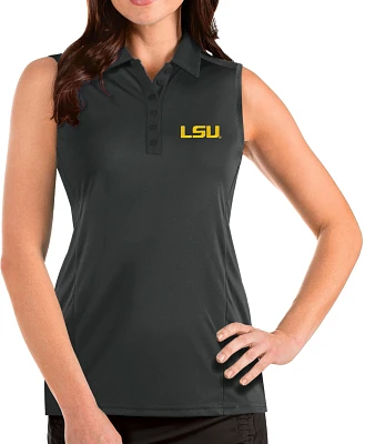 Antigua Women's LSU Tigers Grey Tribute Sleeveless Tank Top