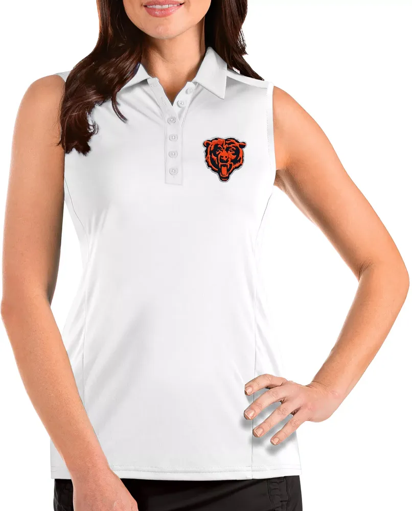 Antigua Women's Chicago Bears White Tribute Sleeveless Polo