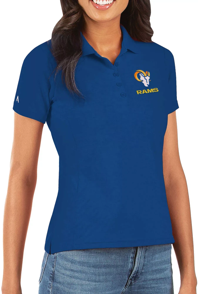 Antigua Women's Los Angeles Rams Royal Pique Xtra-Lite Polo