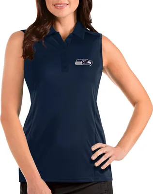 Antigua Women's Seattle Seahawks Tribute Sleeveless Navy Performance Polo