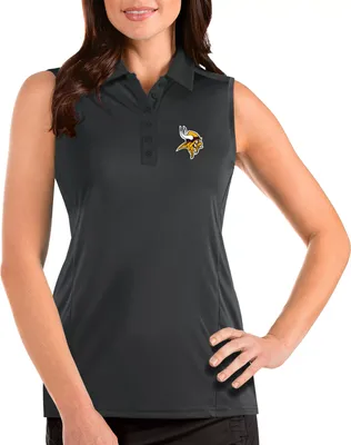 Antigua Women's Minnesota Vikings Tribute Sleeveless Grey Performance Polo