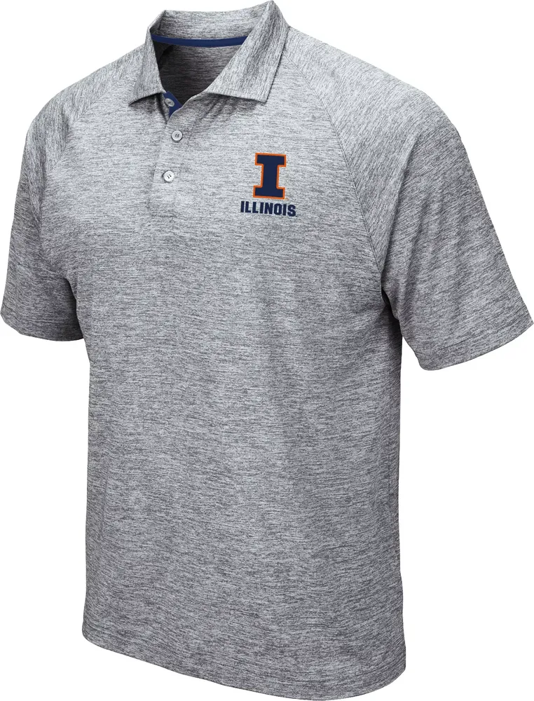 Colosseum Men's Illinois Fighting Illini Grey Wedge Polo