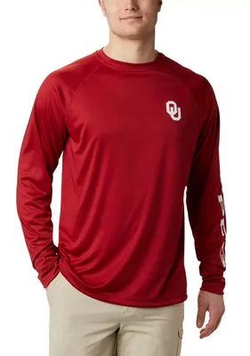Columbia Men's Oklahoma Sooners Crimson Terminal Tackle Long Sleeve T-Shirt