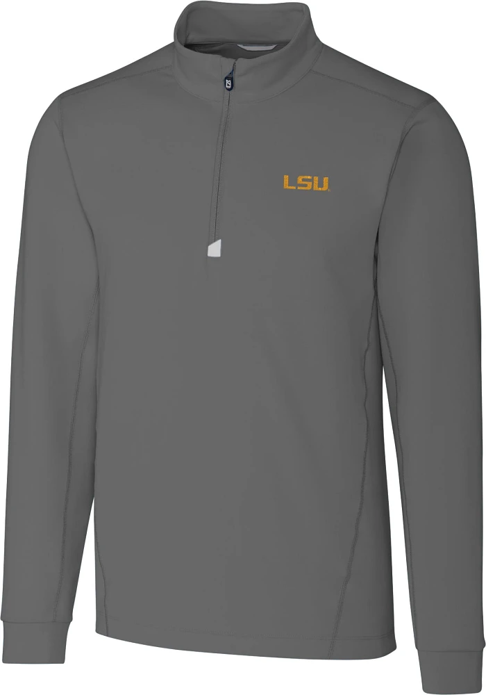 Cutter & Buck Men's LSU Tigers Grey Traverse Half-Zip Shirt