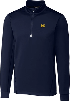 Cutter & Buck Men's Michigan Wolverines Blue Traverse Half-Zip Shirt