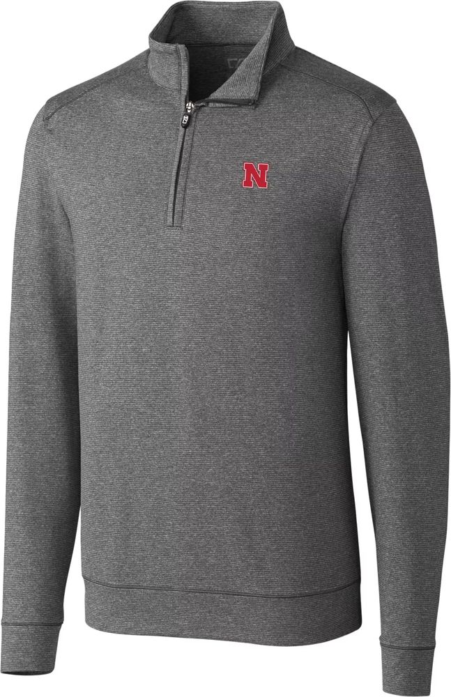 Cutter & Buck Men's Nebraska Cornhuskers Grey Shoreline Half-Zip Shirt