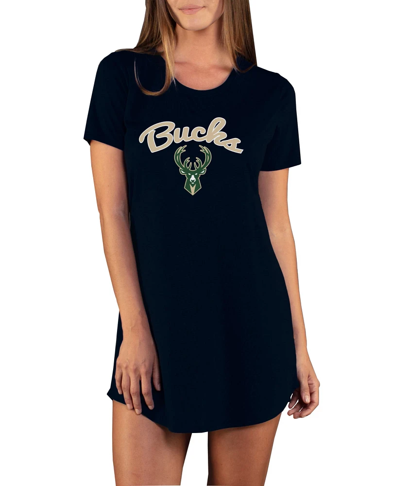 Concepts Sport Women's Milwaukee Bucks Marathon Black Night T-Shirt