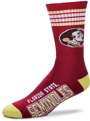 For Bare Feet Florida State Seminoles 4-Stripe Deuce Crew Socks