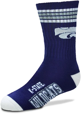 For Bare Feet Youth Kansas State Wildcats 4-Stripe Deuce Crew Socks