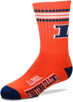 For Bare Feet Youth Illinois Fighting Illini 4-Stripe Deuce Crew Socks