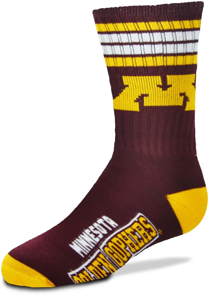 For Bare Feet Youth Minnesota Golden Gophers 4-Stripe Deuce Crew Socks