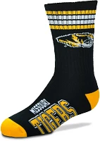 For Bare Feet Youth Missouri Tigers 4-Stripe Deuce Crew Socks