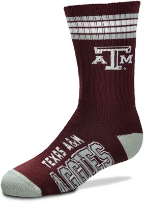 For Bare Feet Youth Texas A&M Aggies 4-Stripe Deuce Crew Socks