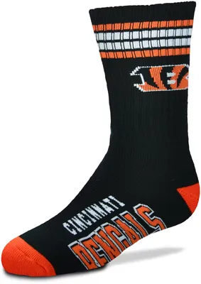 For Bare Feet Youth Cincinnati Bengals 4-Stripe Deuce Crew Socks