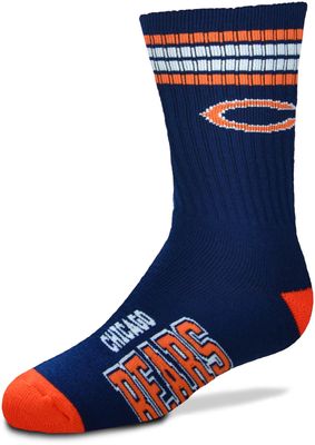 For Bare Feet Youth Chicago Bears 4-Stripe Deuce Crew Socks