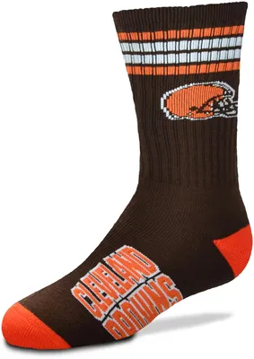 For Bare Feet Youth Cleveland Browns 4-Stripe Deuce Crew Socks