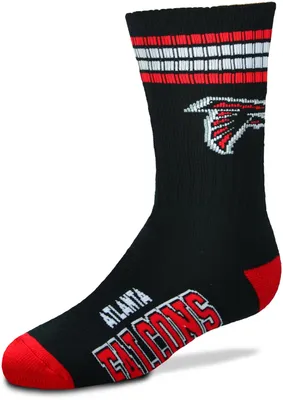 For Bare Feet Youth Atlanta Falcons 4-Stripe Deuce Crew Socks