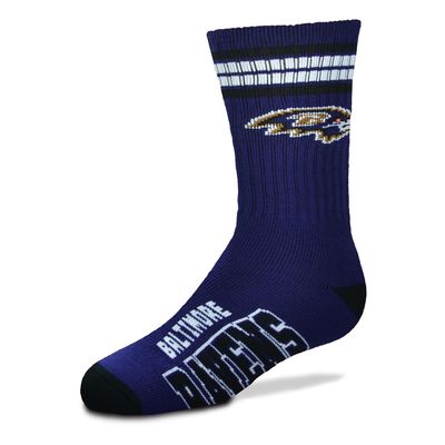 For Bare Feet Youth Baltimore Ravens 4-Stripe Deuce Crew Socks