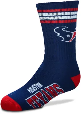 For Bare Feet Youth Houston Texans 4-Stripe Deuce Crew Socks