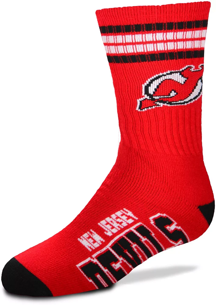 For Bare Feet Youth New Jersey Devils 4-Stripe Deuce Crew Socks