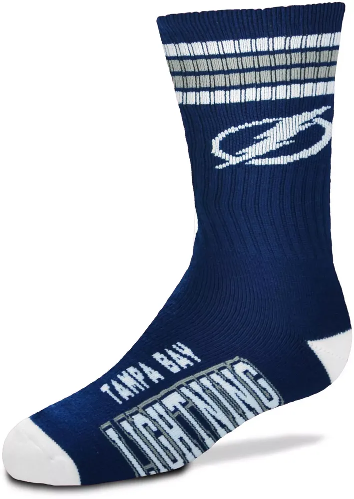 For Bare Feet Youth Tampa Bay Lightning 4-Stripe Deuce Crew Socks