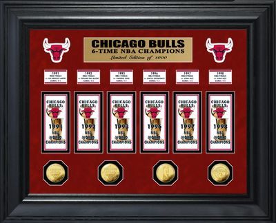 Highland Mint Chicago Bulls 6-Time NBA Champions Deluxe Banner Collection Photo Mint