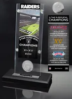 Highland Mint Oakland Raiders 3X Champs Ticket And Coin Desktop Display