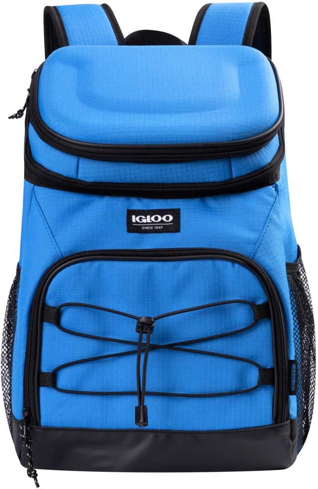 Igloo 24 cans Laguna Backpack Soft Sided Cooler, Gray Twill with Ibiza Blue