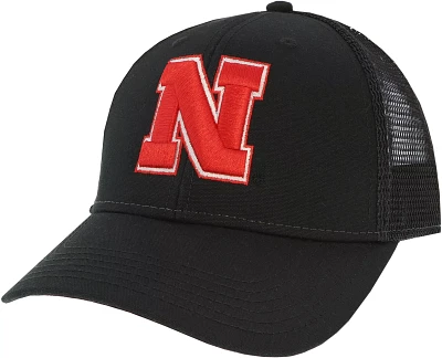 League-Legacy Men's Nebraska Cornhuskers Lo-Pro Adjustable Trucker Black Hat