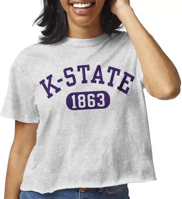 League-Legacy Women's Kansas State Wildcats Grey Clothesline Cotton Cropped T-Shirt