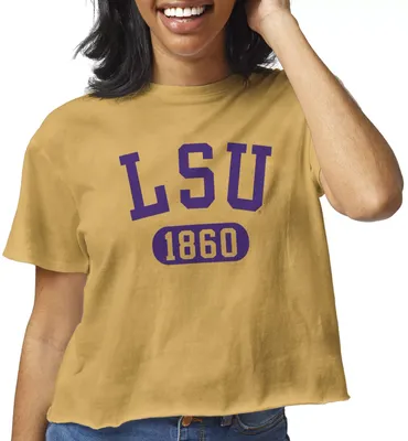 League-Legacy Women's LSU Tigers Gold Clothesline Cotton Cropped T-Shirt