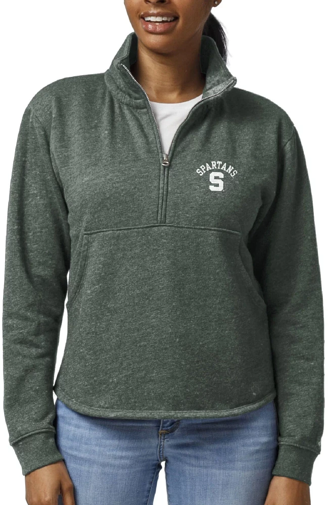 League-Legacy Women's Michigan State Spartans Green Victory Springs Quarter-Zip Shirt