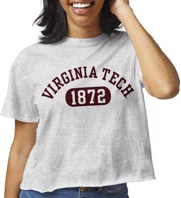 League-Legacy Women's Virginia Tech Hokies Grey Clothesline Cotton Cropped T-Shirt