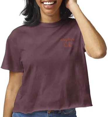 League-Legacy Women's Virginia Tech Hokies Maroon Clothesline Cotton Cropped T-Shirt